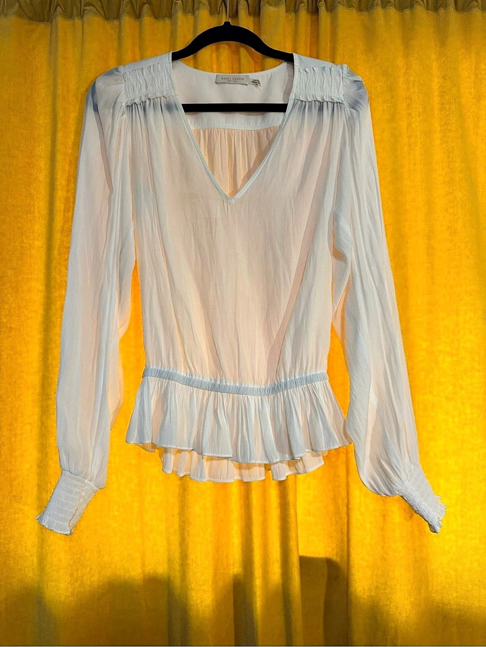 Ramy Brook Lauren Cold-Shoulder Blouse White Long Sleeve Medium Like New